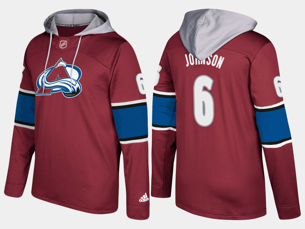 Men NHL Colorado avalanche 6 erik johnson burgundy hoodie